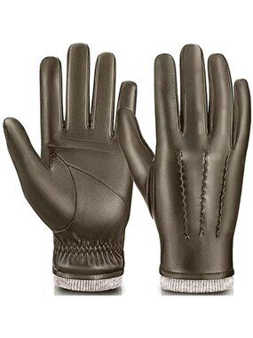 Men's Leather Gloves Touchscreen Thermal Wool Winter Gloves